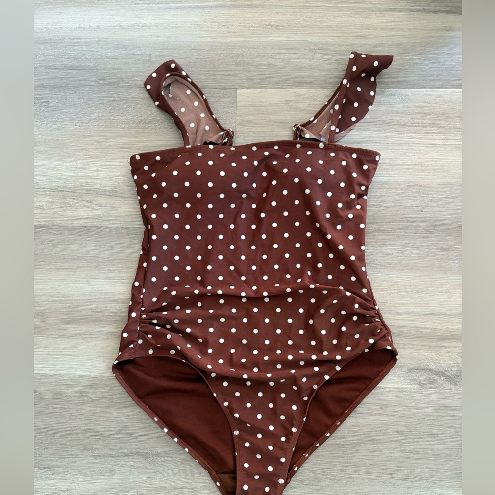 Brown Polka Dot Swimsuit